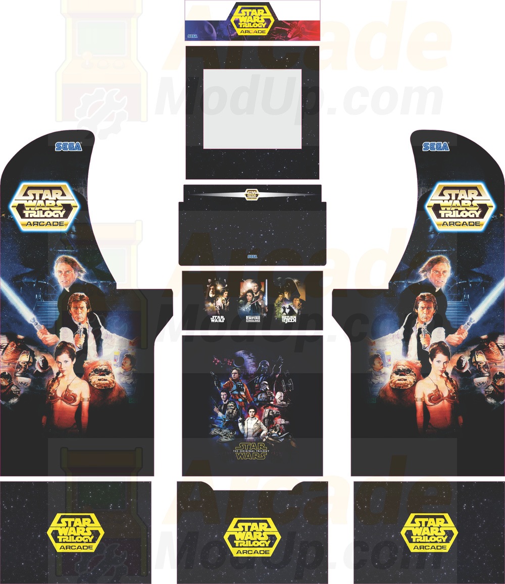 Icade Star Wars V1 Full Set Arcade Artwork Graphics Sticker Sides Marquee Panels
